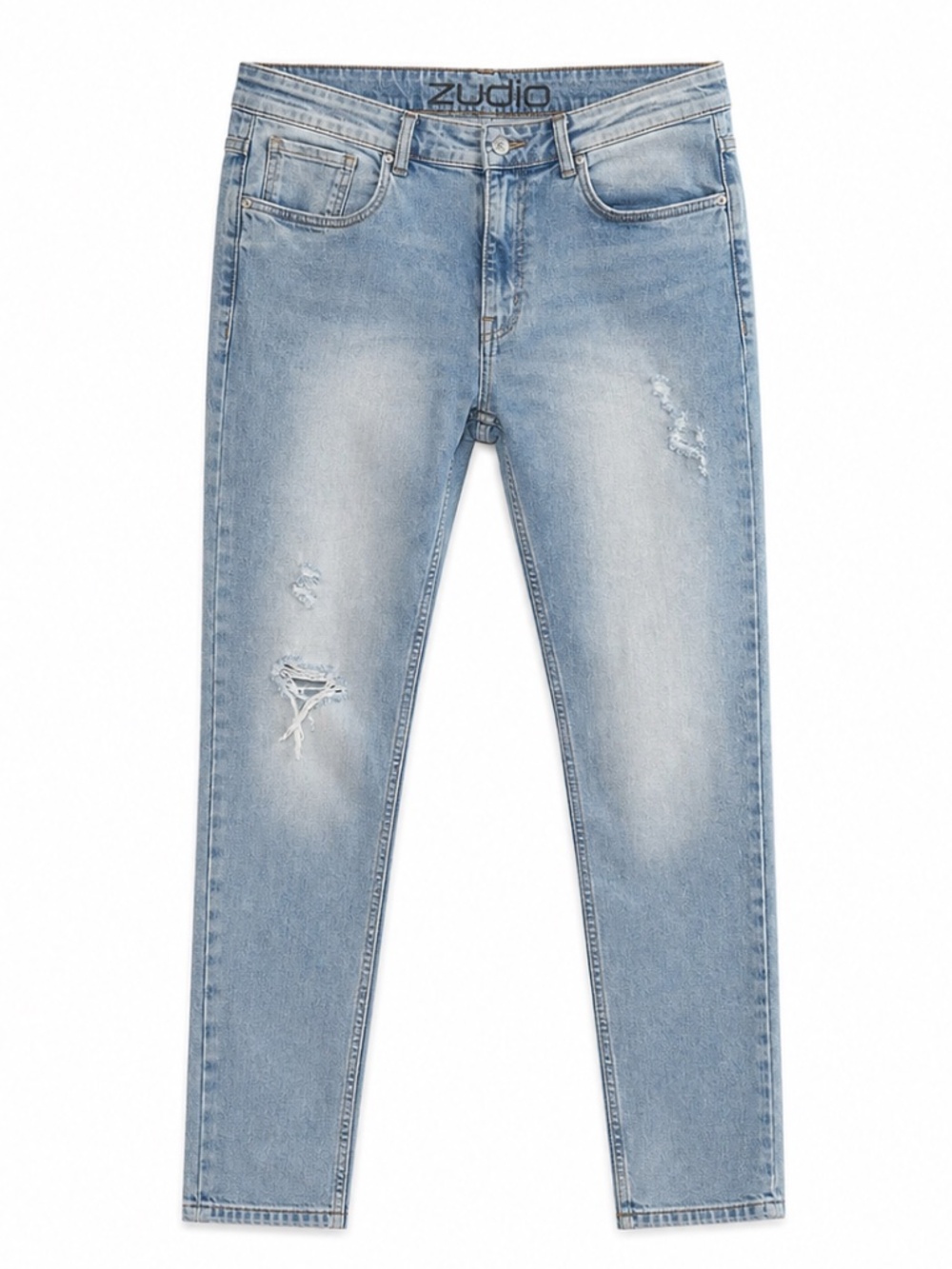Zudio Men Light Blue Distressed Slim Fit Jeans 29” Inseam – Size 36 EUC